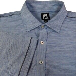 FootJoy Mens Golf Polo Shirt XL Blue Micro Stripe Performance Stretch Athletic
